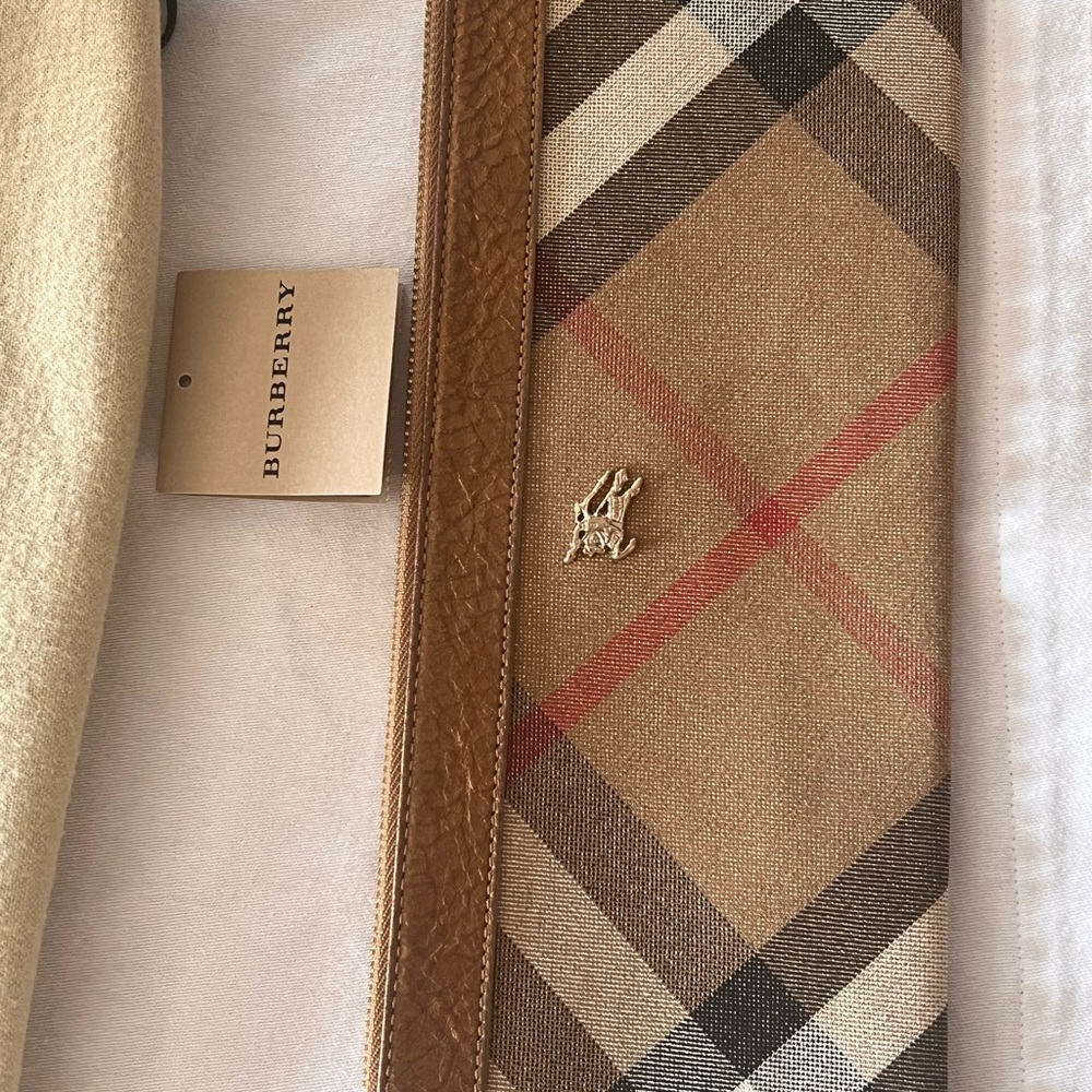 Burberry Limited Edition Beige and Brown Plaid Clutch